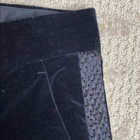 Theory (4) black velvet flares w embellished side tuxedo stripe - Picture 7 of 15